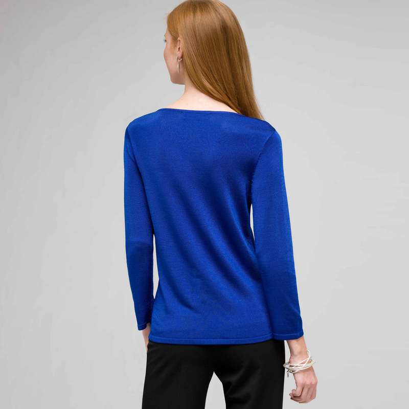 Draped Neck Top, Cobalt, large image number 1